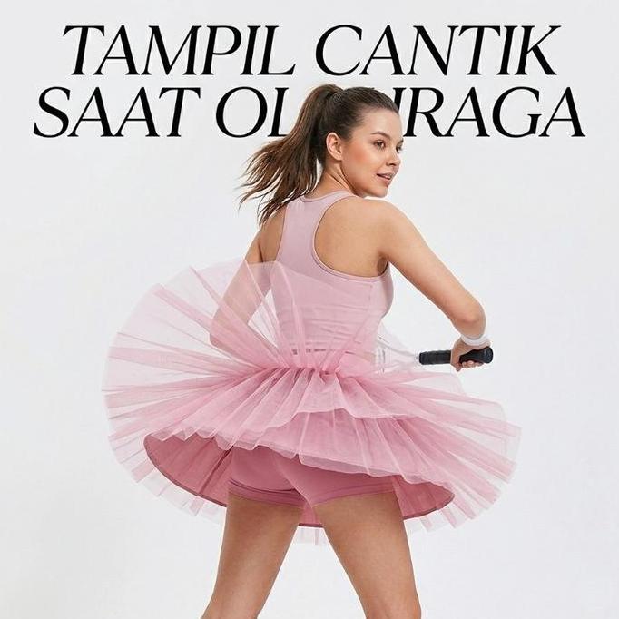 NEW Skort Olahraga Wanita Premium Rok Mini Senam Tutu A-Line Slimming Anti-Eksposur dengan Kantong