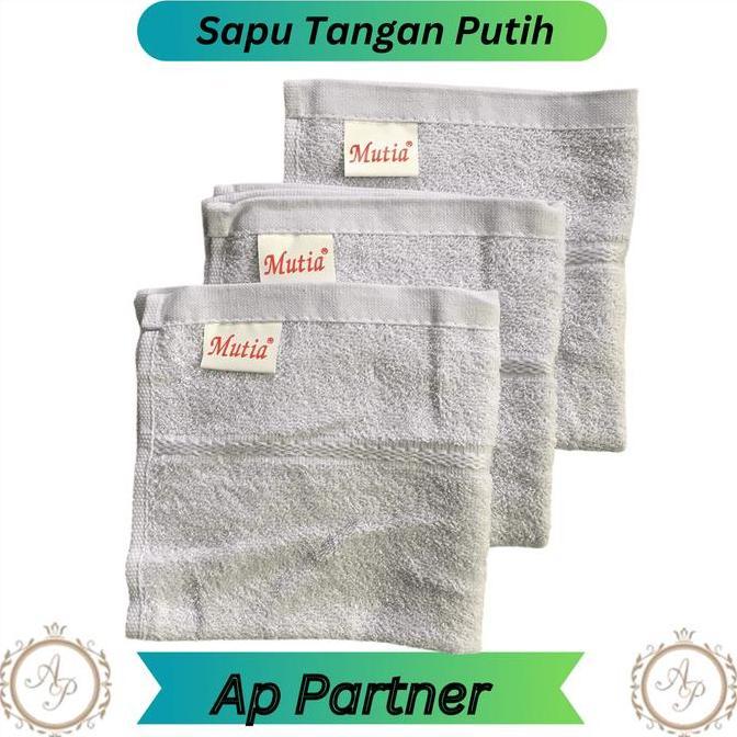 3 Pcs Handuk Kecil Ukuran 30 x 30 Cm | Sapu Tangan Handuk Hotel Putih Polos Premium Merk MUTIA