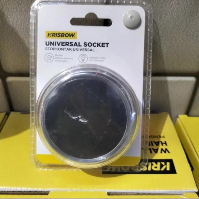 Ready Krisbow Stop Kontak Universal Round - Hitam