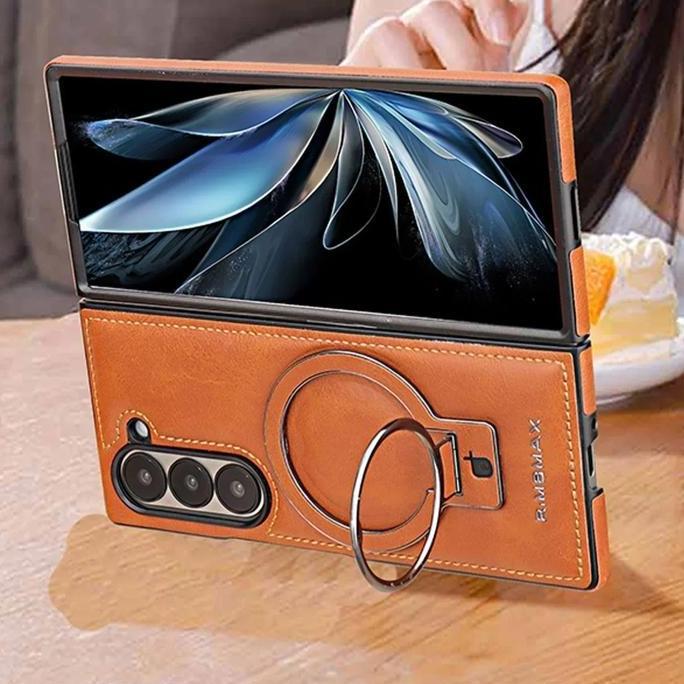 Casing For SAMSUNG Z FOLD3 - FOLD 3 Magsafe stand Leather Back Case Cover Kulit Softcase murah