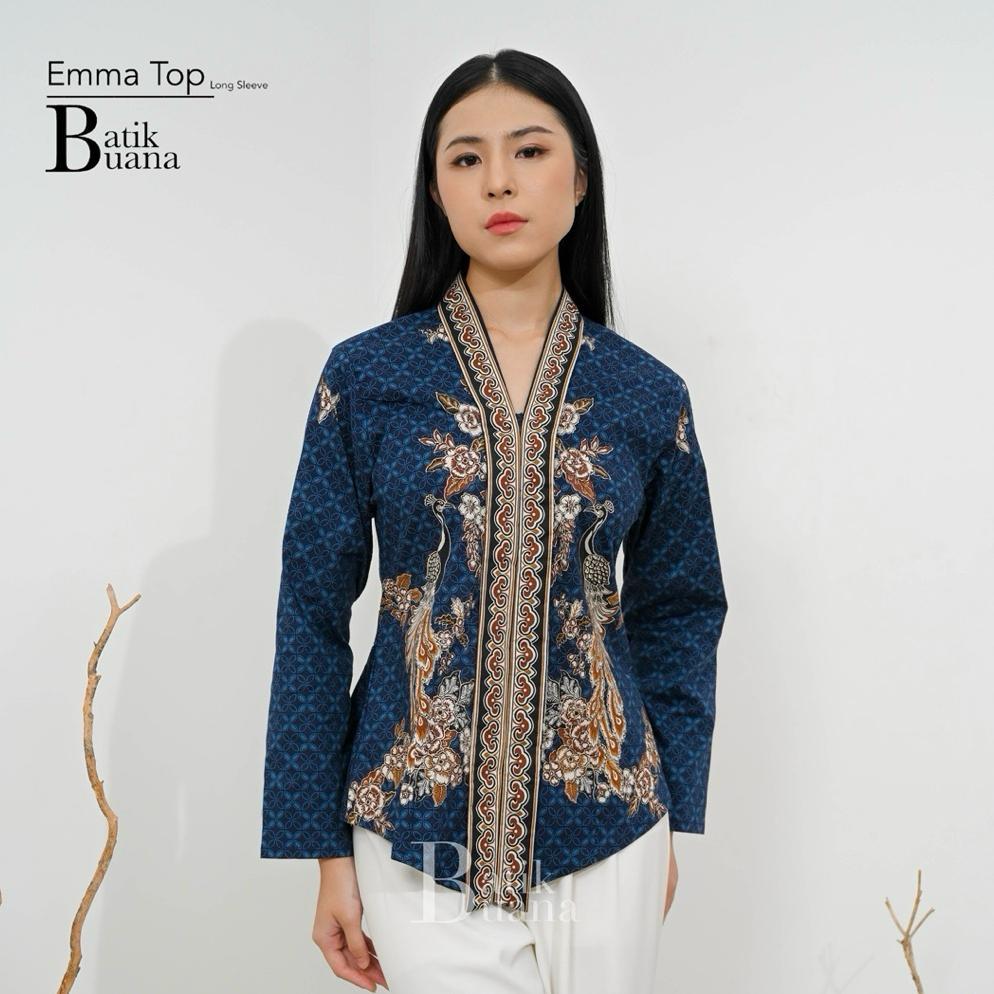 Best Seller Emma Top Long Sleeve - Atasan Batik Wanita Lengan Panjang - Batik Wanita Premium - Batik