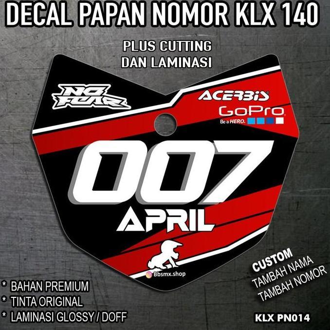 Decal Papan Nomor KLX 140 murah