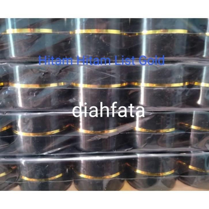 25 Pcs Pot Cream 12,5Gram Hitam Hitam List Gold