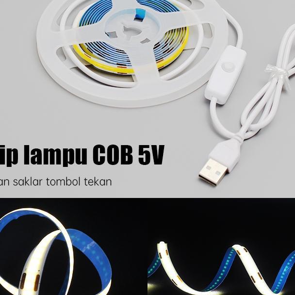 Lampu Cob Strip Usb Dc 5V Lampu Latar Tv Led Putih Hangat Pencahayaan Latar Belakang