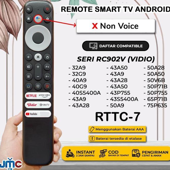 Remote Smart TV Android RC902V Tombol IQIYI / VIDIO