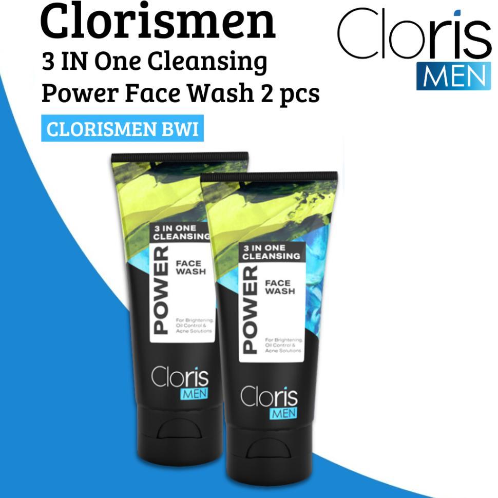 [ Paket Hemat Isi 2 Pcs ] Clorismen Cloris Men 3 In One Cleansing Power Face Wash 100 Ml For Brighte