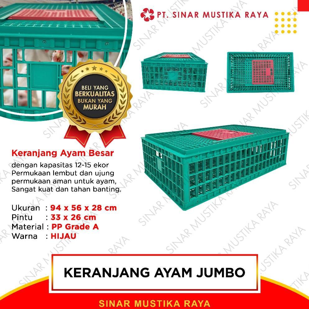 Keranjang Ayam Plastik Besar Jumbo Lokal Transport Panen Broiler Hijau