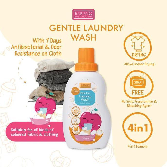 BerryC Baby Gentle Laundry Wash 800G - Natural Laundry Detergent - Tanpa SLS/SLES Deterjen Baju Bayi