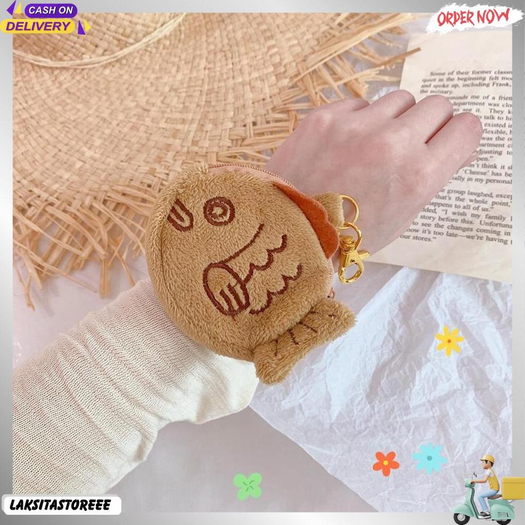Dota Dompet Koin Headset Taiyaki Kue Ikan Import Jepang Bulu Plush Purse Stok Aman