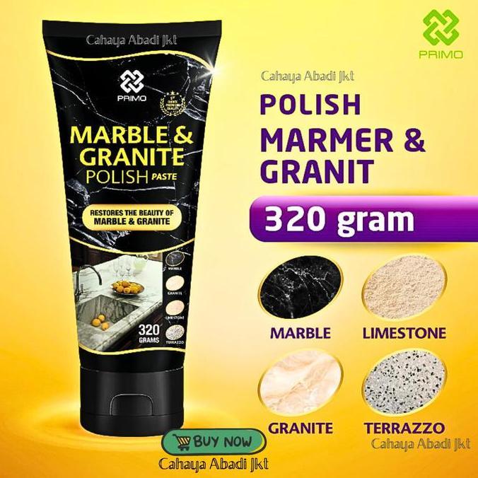 Primo PEMBERSIH DAN PENGILAP GRANIT MARMER MARBLE GRANITE POLISH PASTA 320G Cream Halus Tidak Korosi