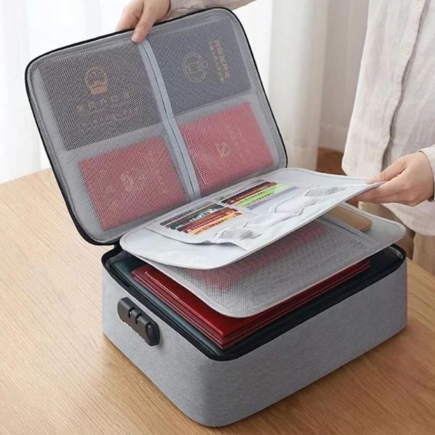 hot deals tas koper dokumen anti air password travel bag penyimpanan surat penting