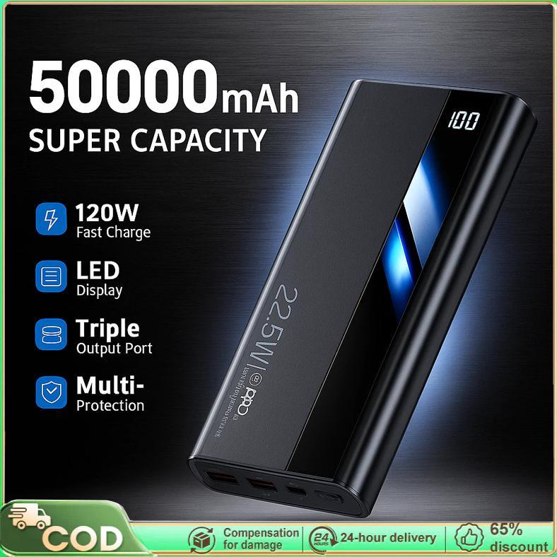 TERBARU Powerbank 50000 mah Digital Display Fast Charging Kapasitas Besar LED Light Robot Powerbank 
