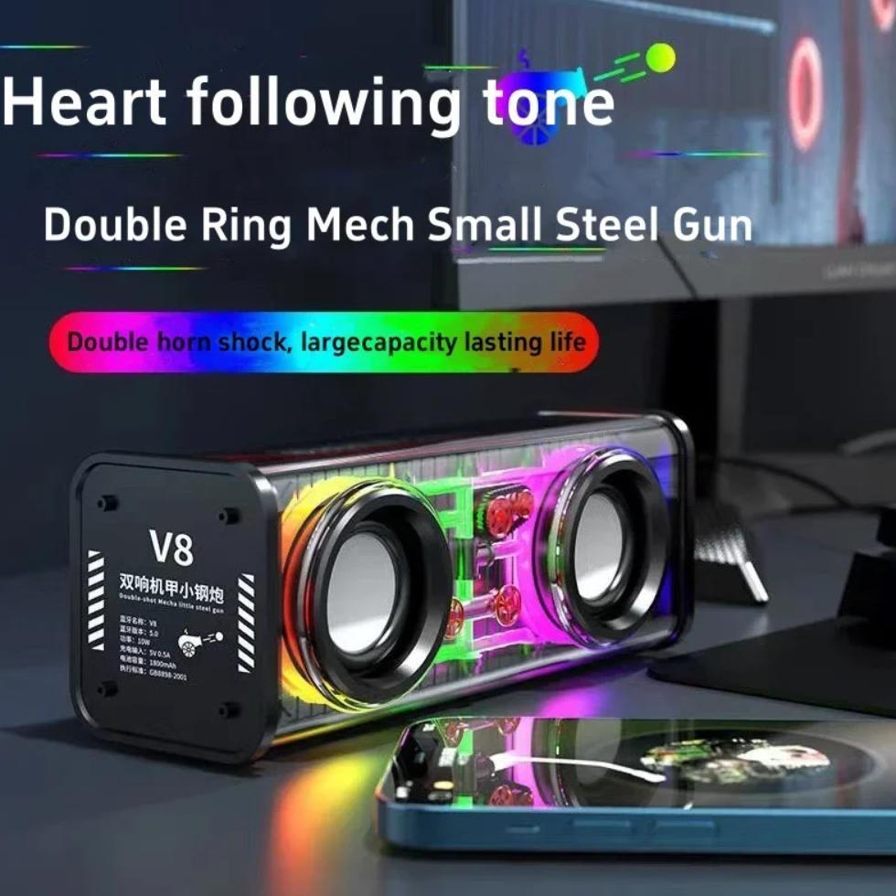 TERBARU Portable V8 Boombox Wireless Stereo surround Bluetooth Speakers soundbar TWS RGB Lights Heav