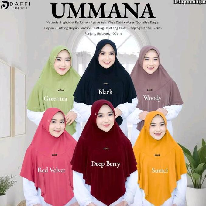 Daffi Hijab Jumbo Daffi Bergo UMMANA Jilbab Instan Pad Antem Floi High Twist Parfume Material Jersey