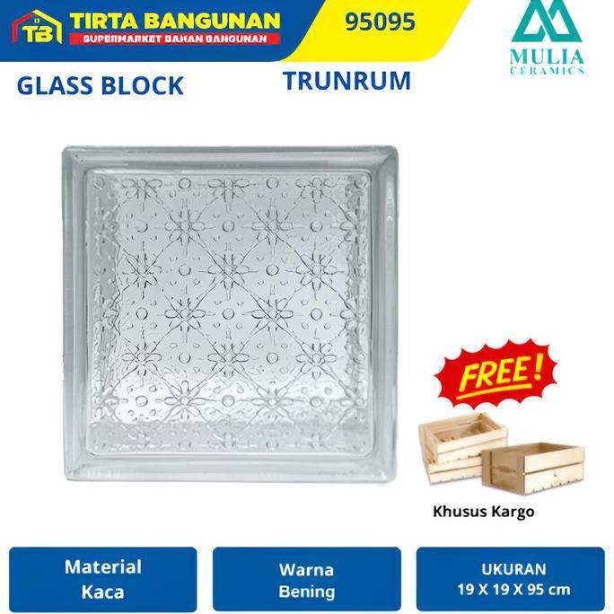 MULIA 95095 19 X 19 X 9,5 CM BATIK TRUNTUM GLASS BLOCK BALOK KACA GLASS BOX KAYU KAMAR