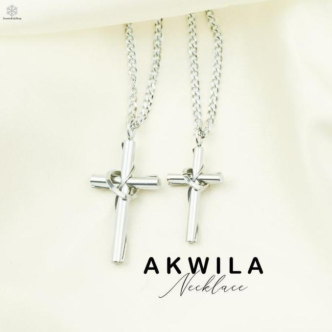 Ready Kalung Salib Couple Akwila (STAINLESS STEEL) ANTI KARAT / FREE POUCH