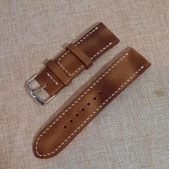 22mm, 24mm Tali Jam Kulit Asli Custom Handmade Vintage