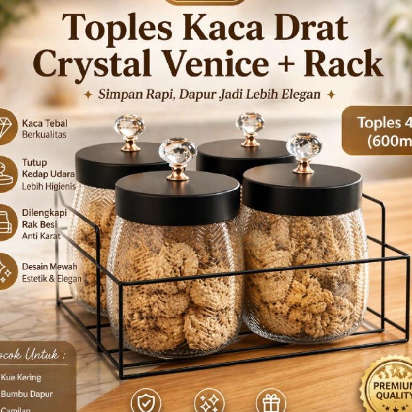 Toples Kaca Drat Crystal Venice Aesthetic + Rack