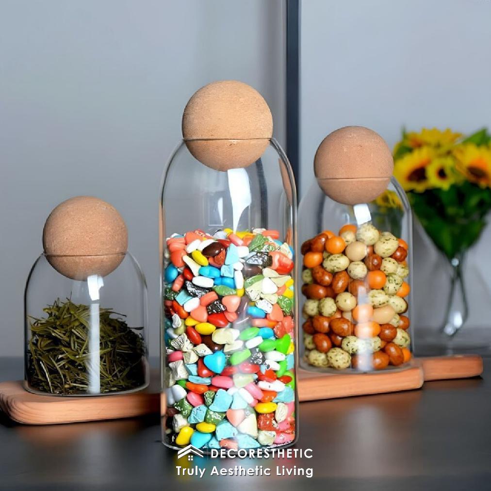 Wadah Toples Makanan Cemilan Ruang Tamu Kaca Besar Unik Minimalis