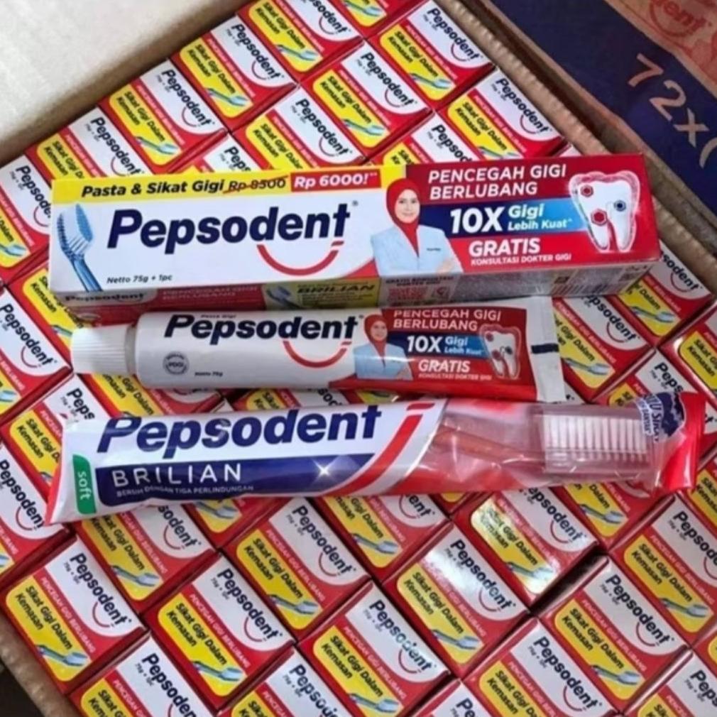 Pepsodent 72Gr/75Gr + Sikat Gigi 1 Lusin | Pepsodent Gratis Sikat Gigi
