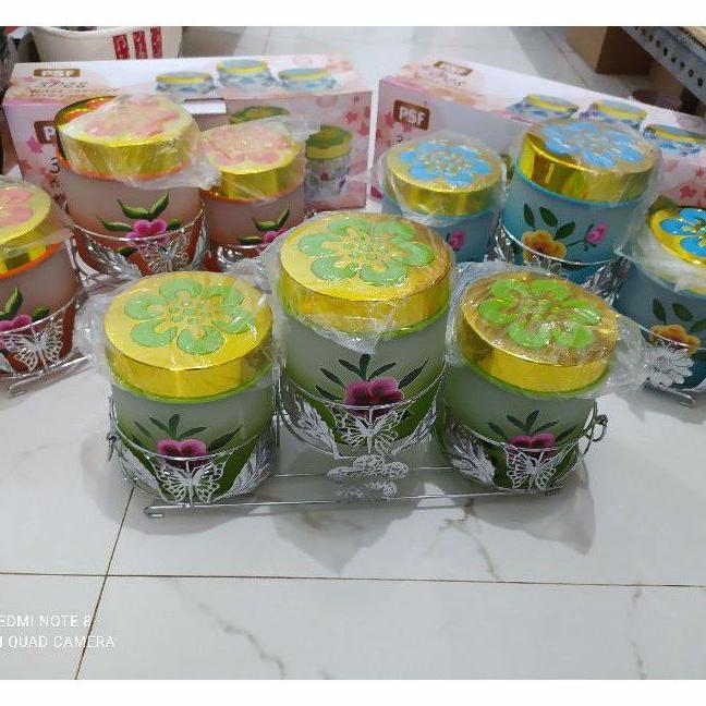 Toples Kaca Lebaran / Toples Kaca / Toples Kaca Set Keranjang Isi 3