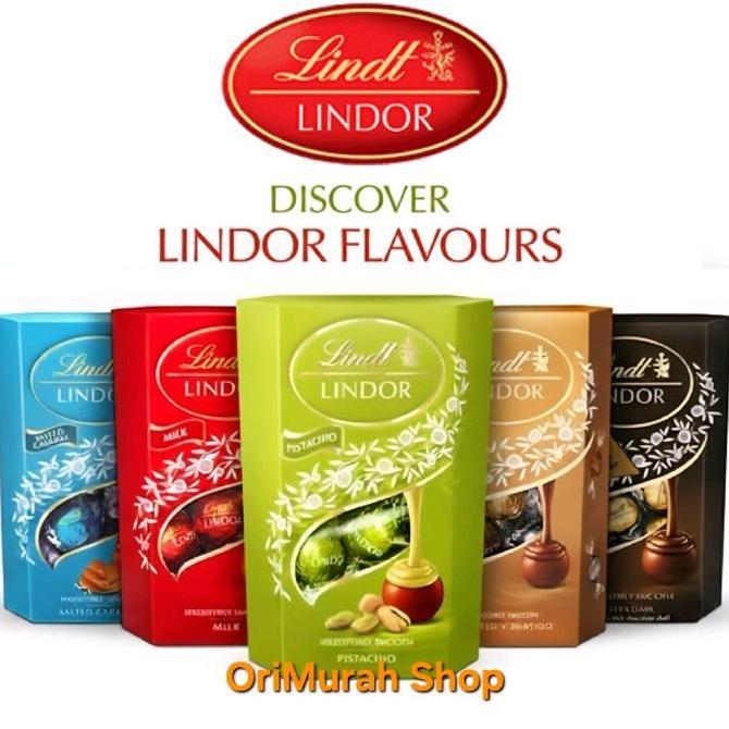 Coklat Lindt Lindor Chocolate Milk Assorted Pistachio Dark Cokelat Truffle Box Cornet Premium Swiss 