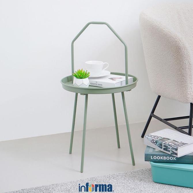 Informa Hanna Meja Sisi Round - Hijau Nakas Bedside Table Meja Kecil Baca Kopi