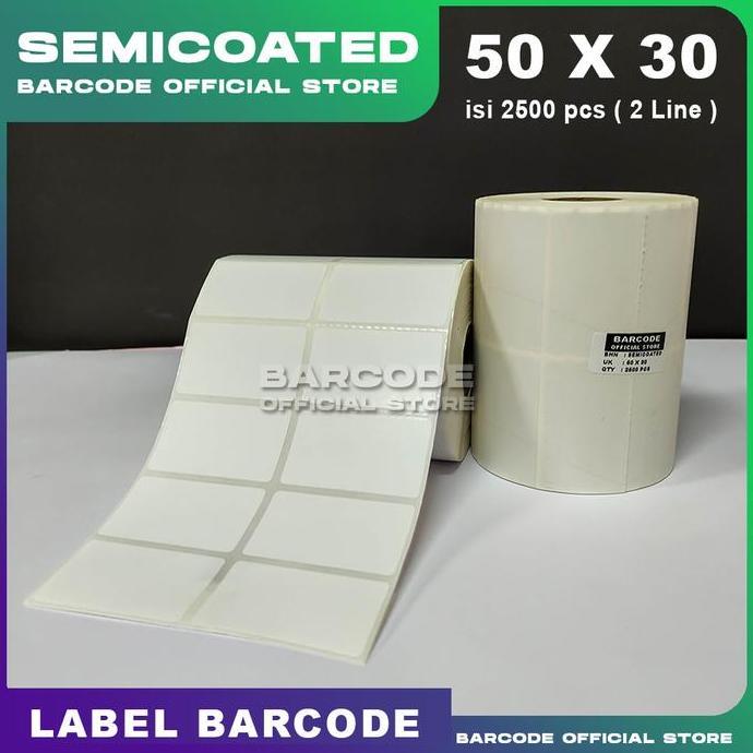Kertas Label Stiker Barcode Semicoated Uk 50 x 30 mm Gap Perforasi