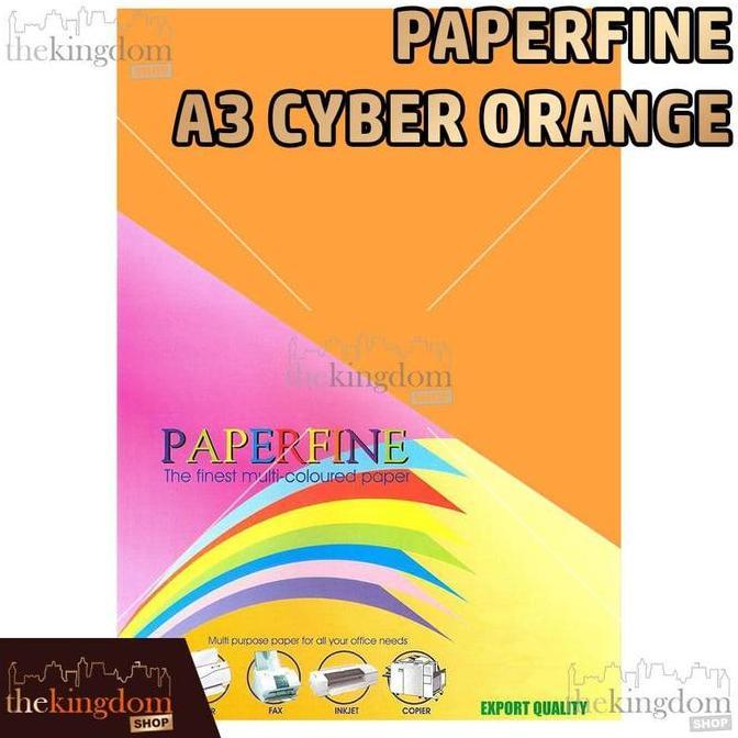 Paperfine Kertas HVS Warna A3 Cyber Orange Oren Orens Isi 100 Lembar Kode Warna 371