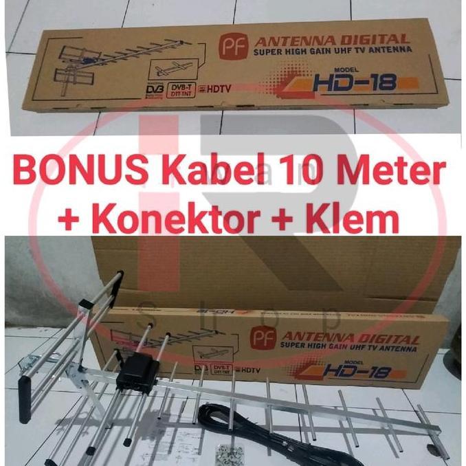 warhan_pik - antena digital pf hd-18 + kabel 10 meter / antena tv digital pf hd 18