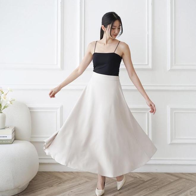 Severli Fuji Midi Maxi Skirt Rok Kerja Rok Wanita Korean Style Formal Casual Rok Hh Waist Flowy Teba