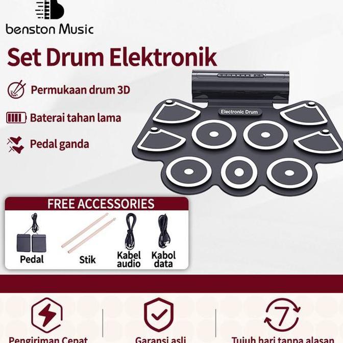 Miuzik- Set Drum/Set Drum Elektronik/Set Drum Set Lipat Nyaman/Set Drum Pemula Latihan Anak-Anak