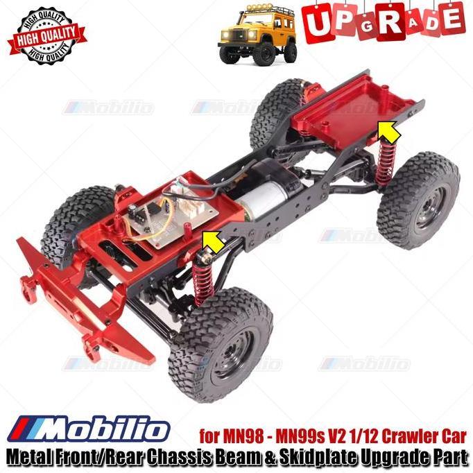Upgrade Part Metal Front/Rear Chassis Beam & Skidplate for MN98 - MN99s V2 1/12 Scale RC Crawler Car
