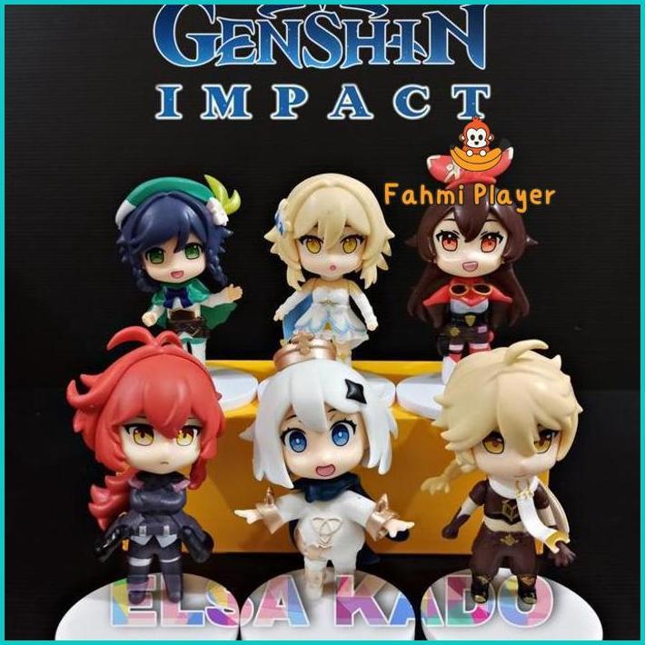 Figure Genshin Impact Set 6 Aether Paimon Diluc Venti Amber Lumine