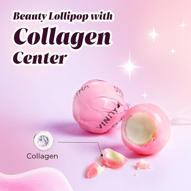 Lindo- C+Collagen L-Glutathione Permen Lolipop With Vitamin C - 10 Batang, Rasa Stroberi, Hydrolyzed