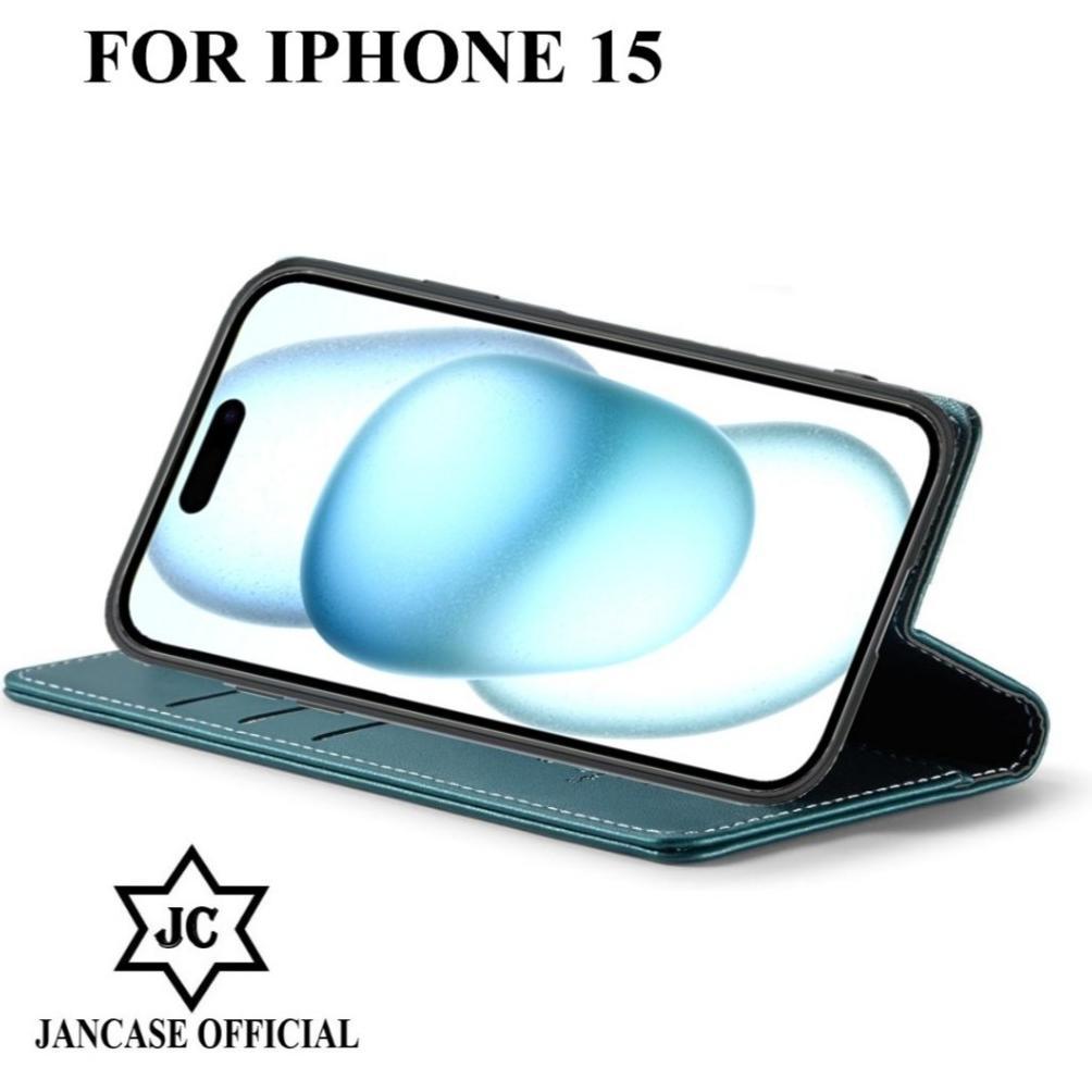 cuci gudang jancase flip wallet untuk iphone 15 cover premium  casing dompet handphone