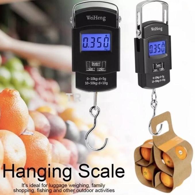 Timbangan Digital Serbaguna 50Kg Besi Gantung Bagasi Koper Portable LED Kiloan Beras Ikan