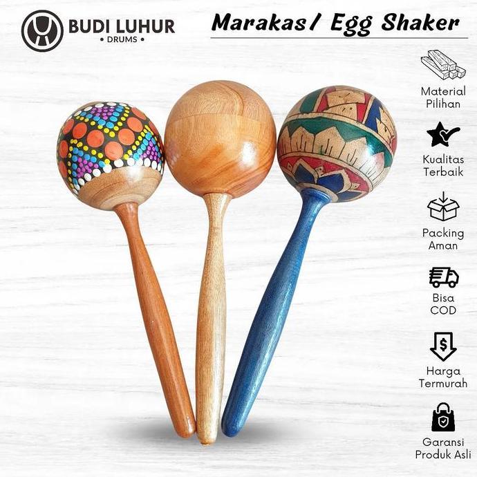 Alat Musik Marakas Stik Jumbo Egg Shaker Bahan Kayu Icik Icik Allshop