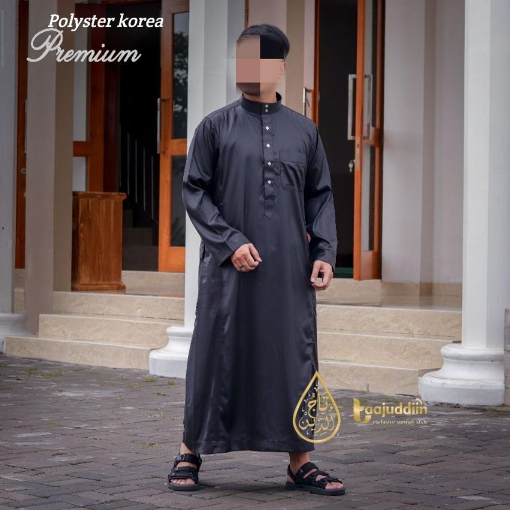 Cuci Gudang Jubah Gamis Pria Dewasa Polyster Korea Style Saudi Import Kancing Premium Exclusive Poly