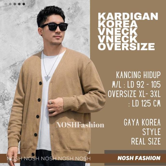 Bless- Sweater Cardan Rajut Jumbo Rico V Neck Fashion B Size Pria Noshfashion