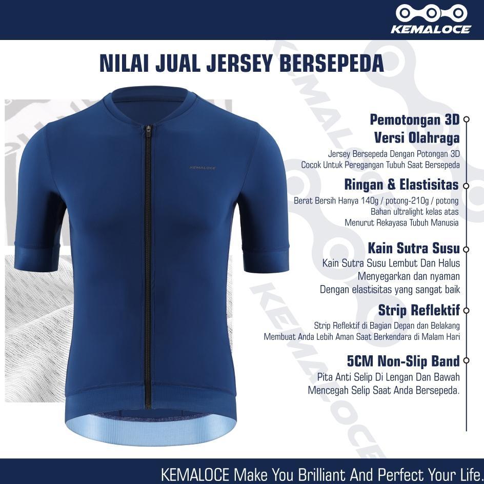 BEST SALE KEMALOCE Jersey Sepeda Pria Gowes Roadbike Lengan Pendek Bernapas Jersey Hitam&Biru&Putih&
