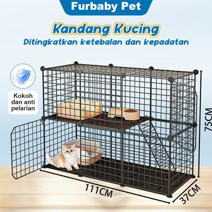 BOWATA Kandang Kucing Pagar 1 Set Kandang Anjing Besar Rumah Kucing Kandang Kawat Hewan kandang  kuc