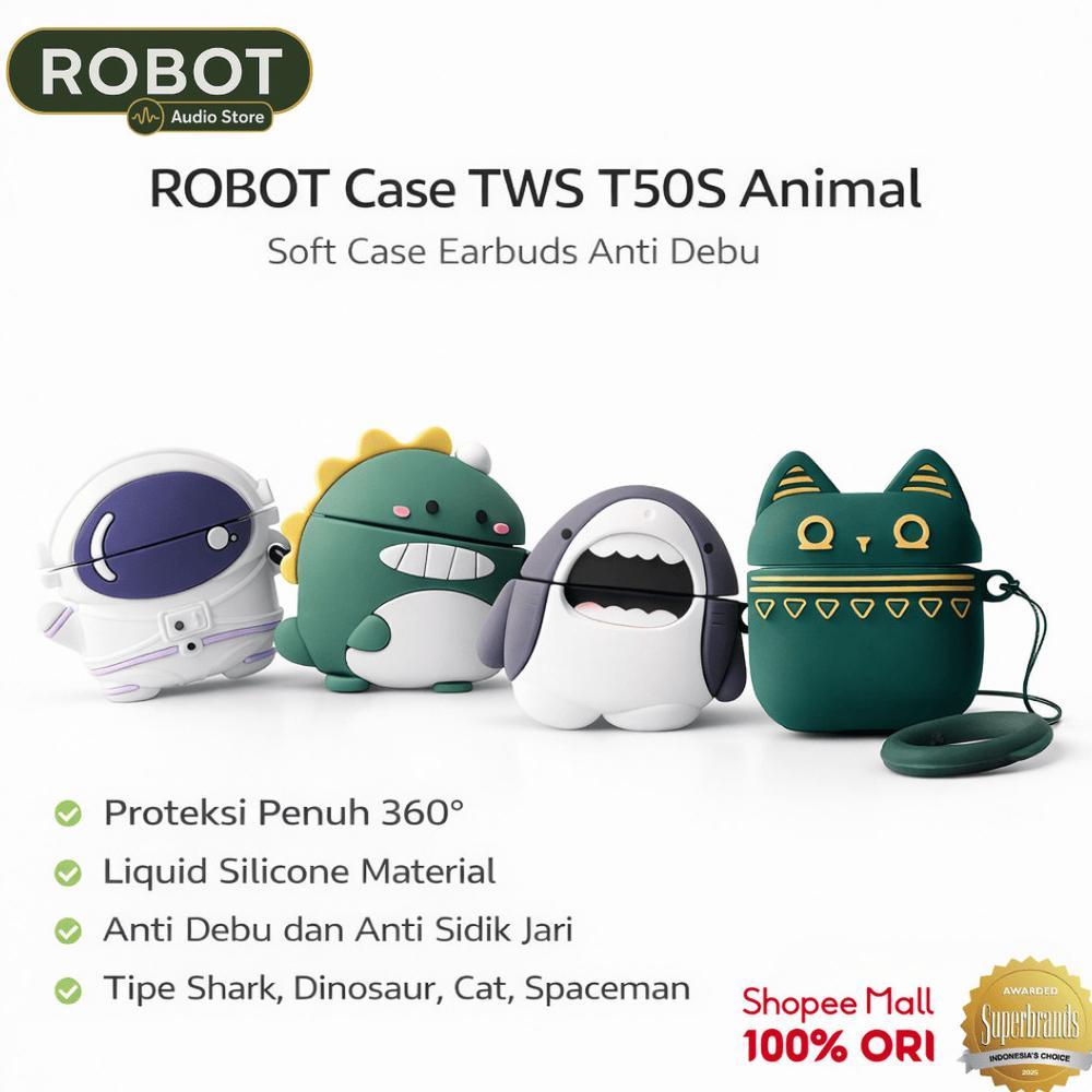 NEW PRODUCT ROBOT Case TWS T50S Liquid Silicone Soft Case Earbuds Anti Debu Anti Sidik Jari 360 Prot