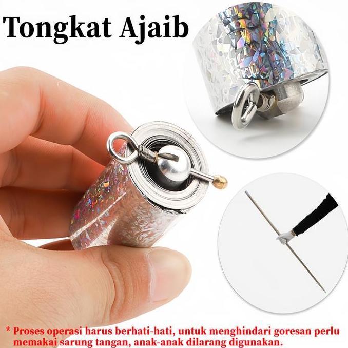 LEZA Alat Peraga Sulap Tongkat Baja Alat Peraga Sulap Tongkat Sulap Panggung Tangan Kosong Tongkat S