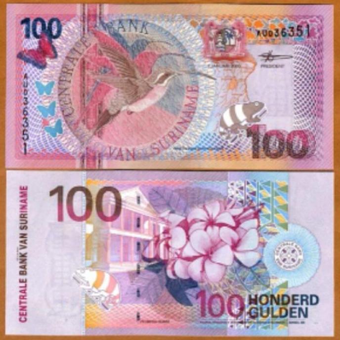 Suriname 100 Gulden 2000 Millenniun Butterfly