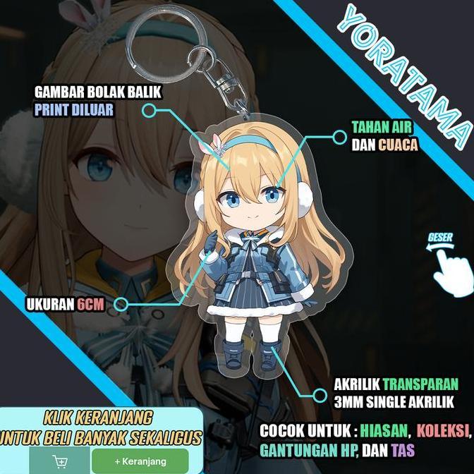 Gantungan Kunci Suomi Girls Frontline 2 GFL 2, Keychain Anime Lucu