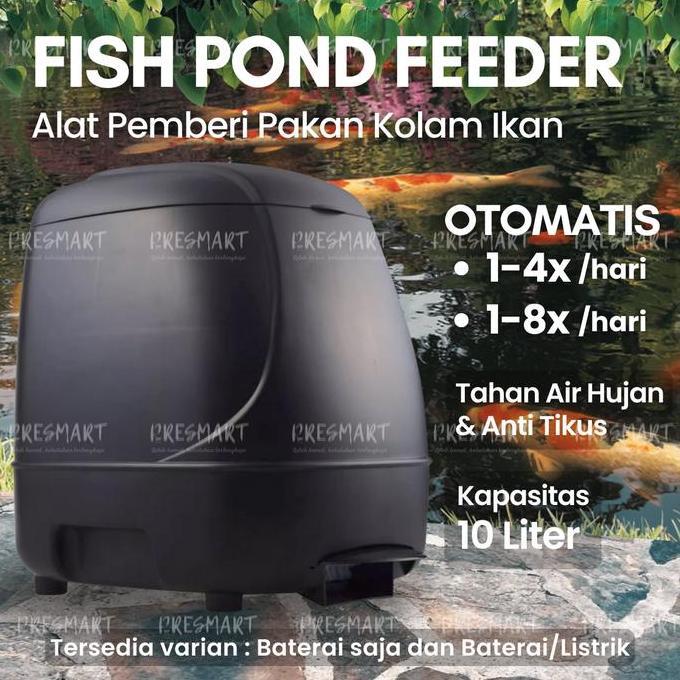 Auto Fish Pond Food Timer Feeder 10L Automatic Pemberi Pakan Makanan Otomatis Autofeeder Kolam Ikan 