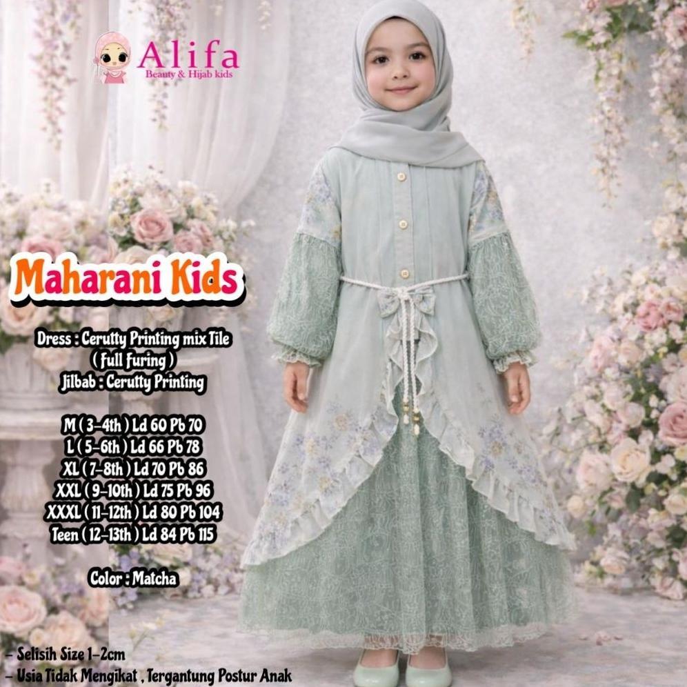 garansi alifa kids maharani kids gamis anak bini orang ceruty brukat cantili free jilbab binor baju 
