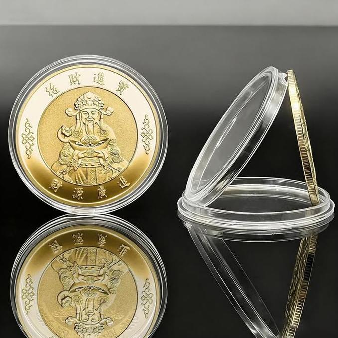 Dewa Rejeki Koin Feng Shui Asli China Koin Emas/Perak Amulet Keberuntungan