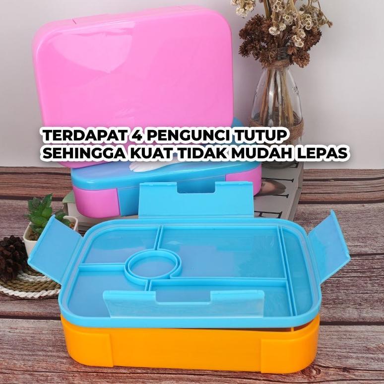 Saless Lunch Box 5 Sekat Gratis Garpu&Sendok/Kotak Makan 5 Sekat/Lunch Box Set/Bekal Makan Set/Kotak